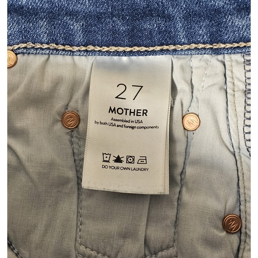 Mother The Insider Crop Step Fray Jeans Womens 27 Wash Work Hard Play Harder - Picture 4 of 5